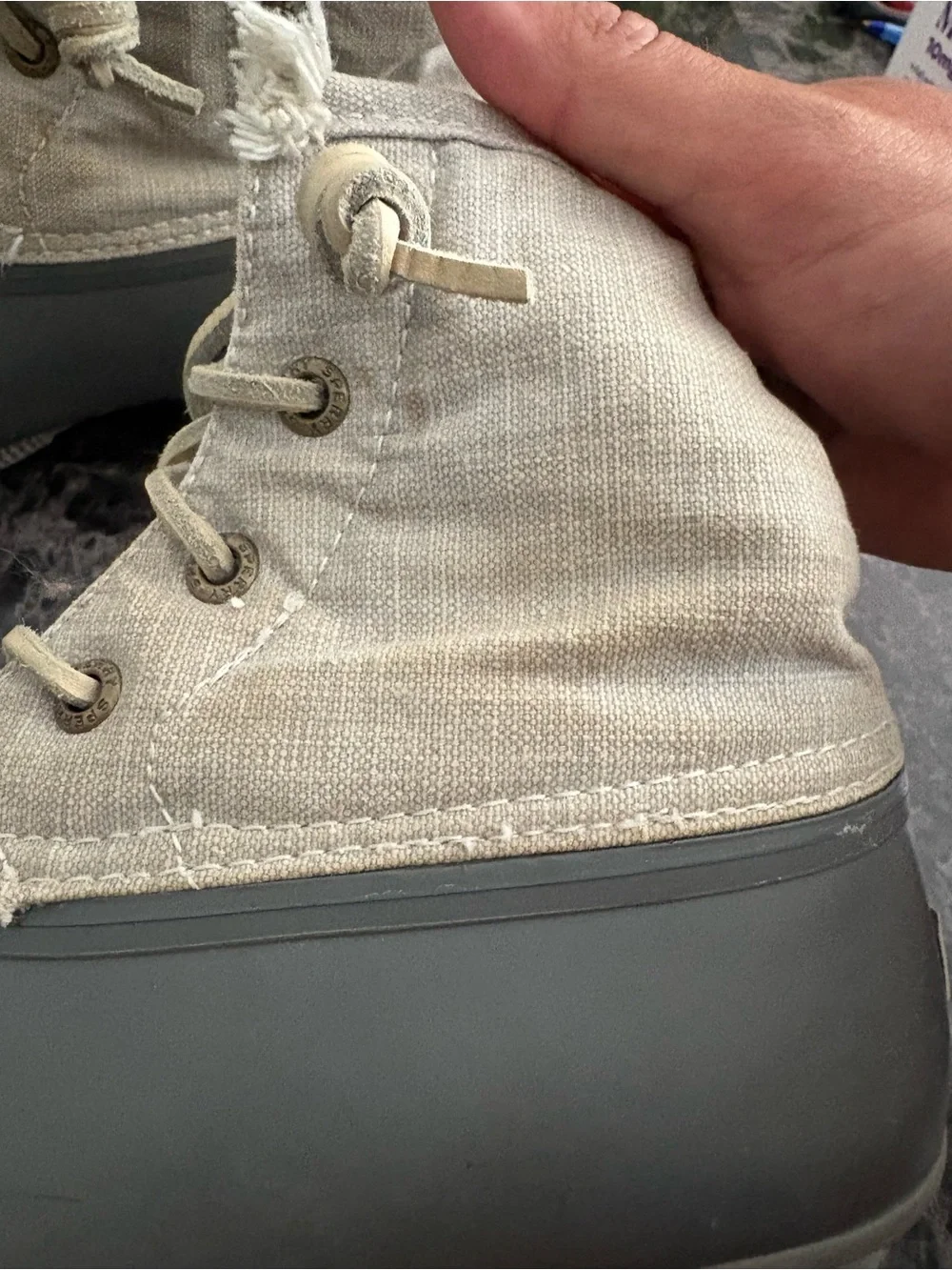 Sperry Saltwater Duck Boots Grey Canvas Size 7